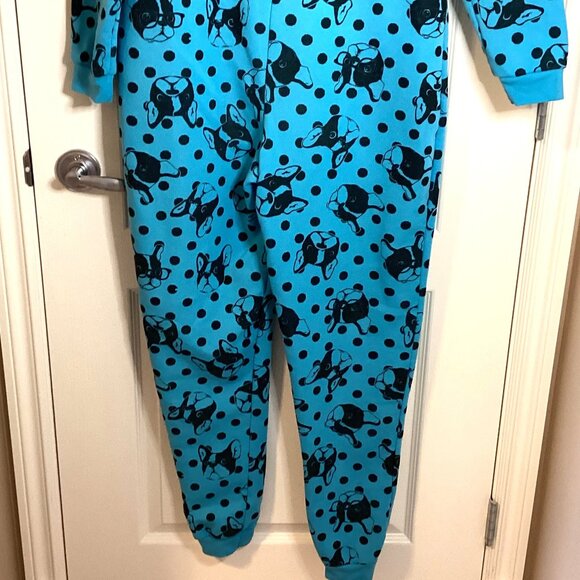 SWS Blue Fleece Long Warm Pajama Onesie Sleepwear Loungewear Dog Print Size XL - Picture 8 of 11